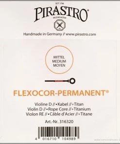 Pirastro Flexocor Permanent D Violin String, Titanium