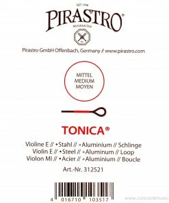 Pirastro Tonica Violin E String, Aluminum Violin Strings